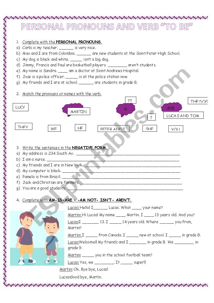 pERSONAL PRONOUNS AND VERB TO BE