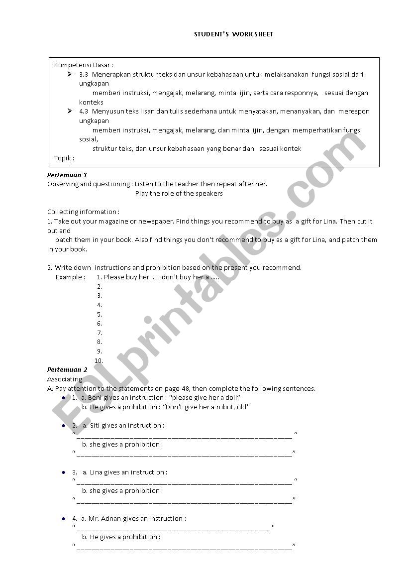 greeting card worksheet