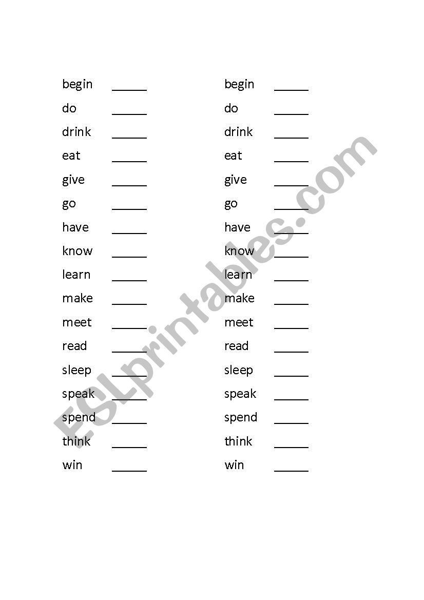 Past Simple Irregular Verb Relay Race