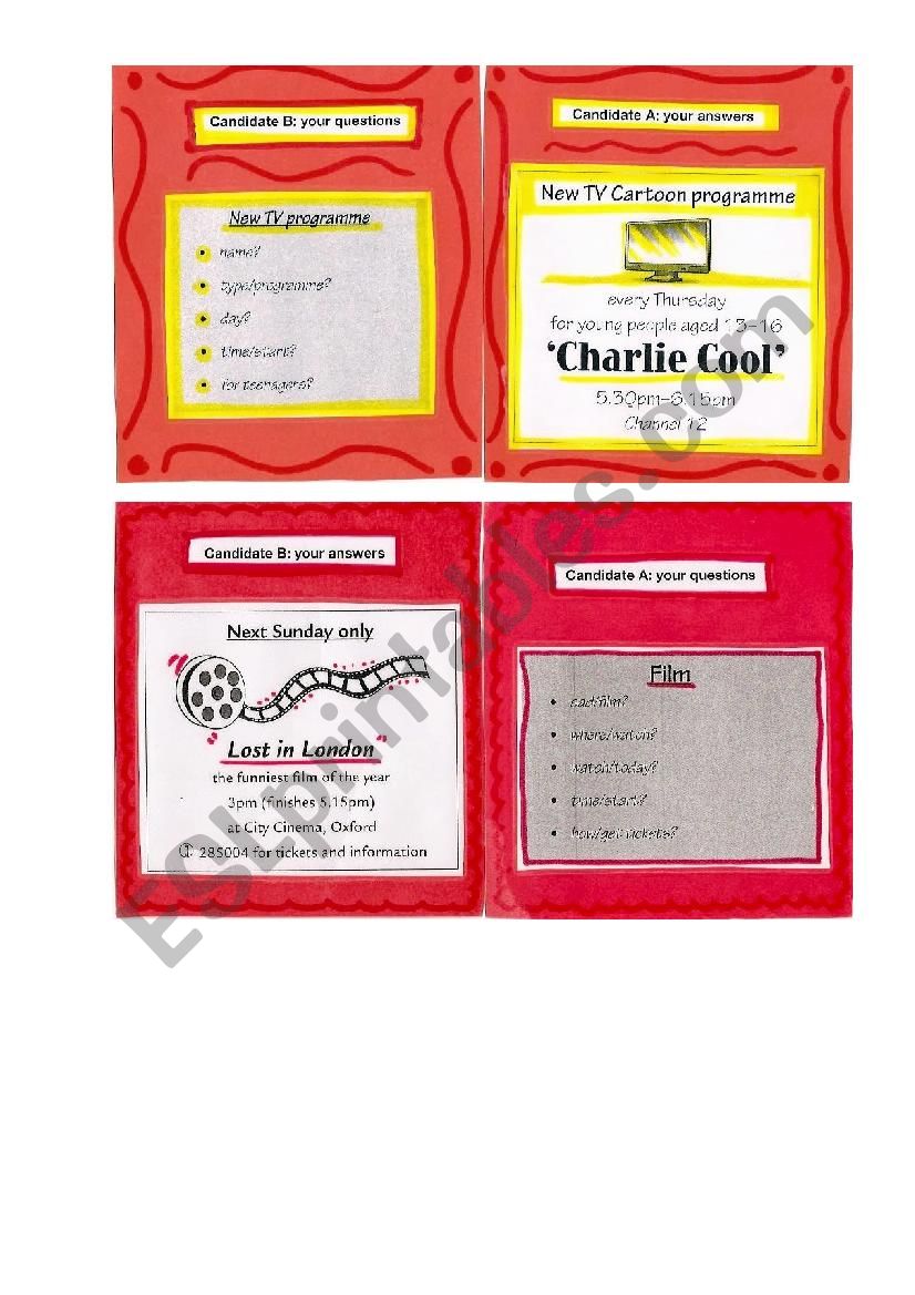 KET Speaking Cards worksheet