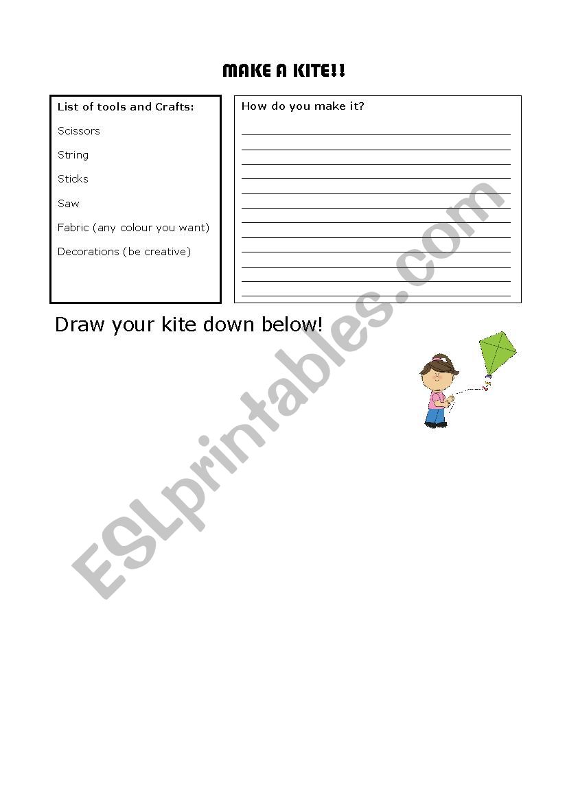 Make a kite worksheet