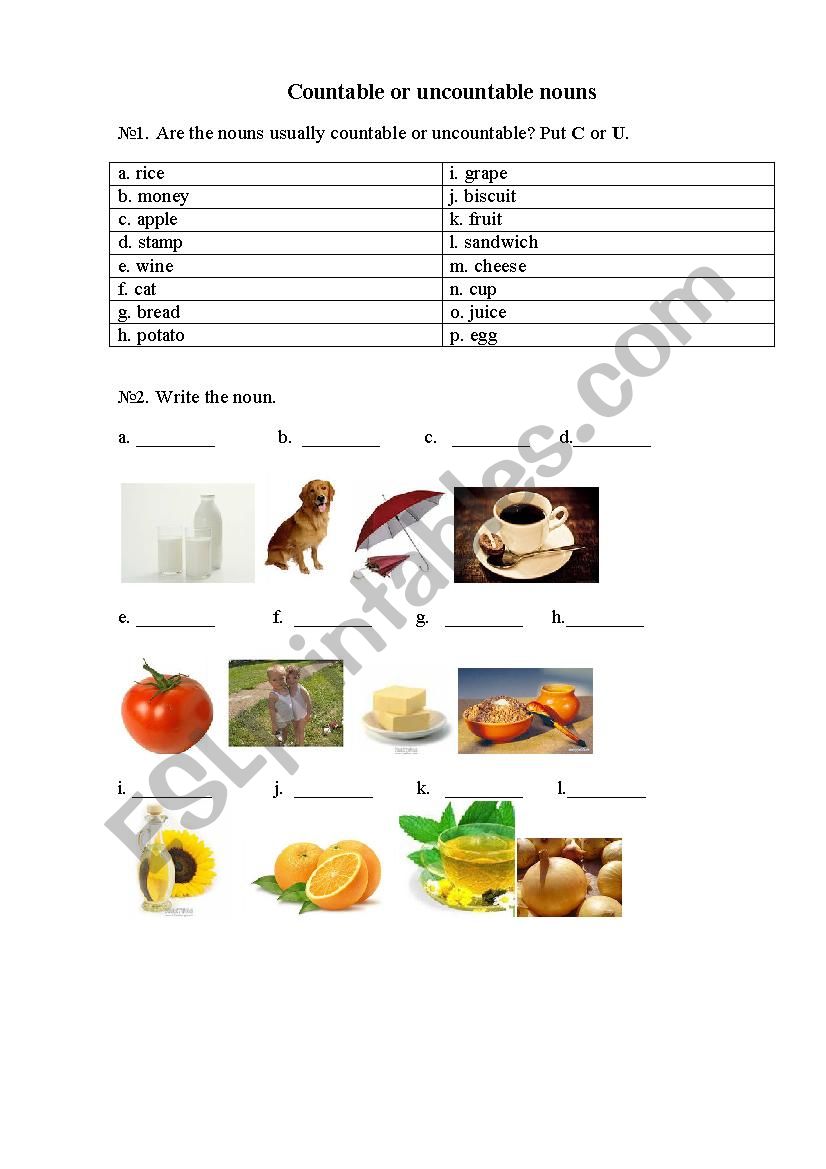 Countable or uncountable nouns