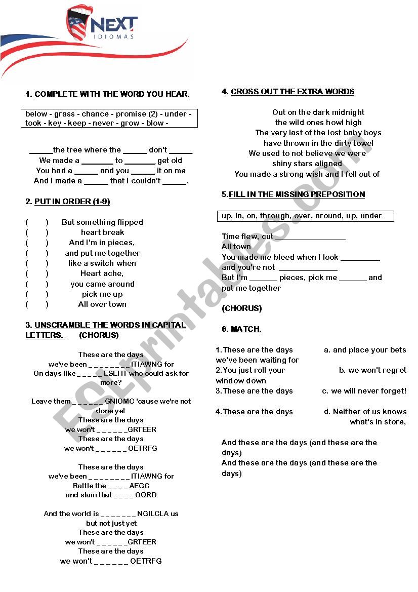 Avicii Song  worksheet