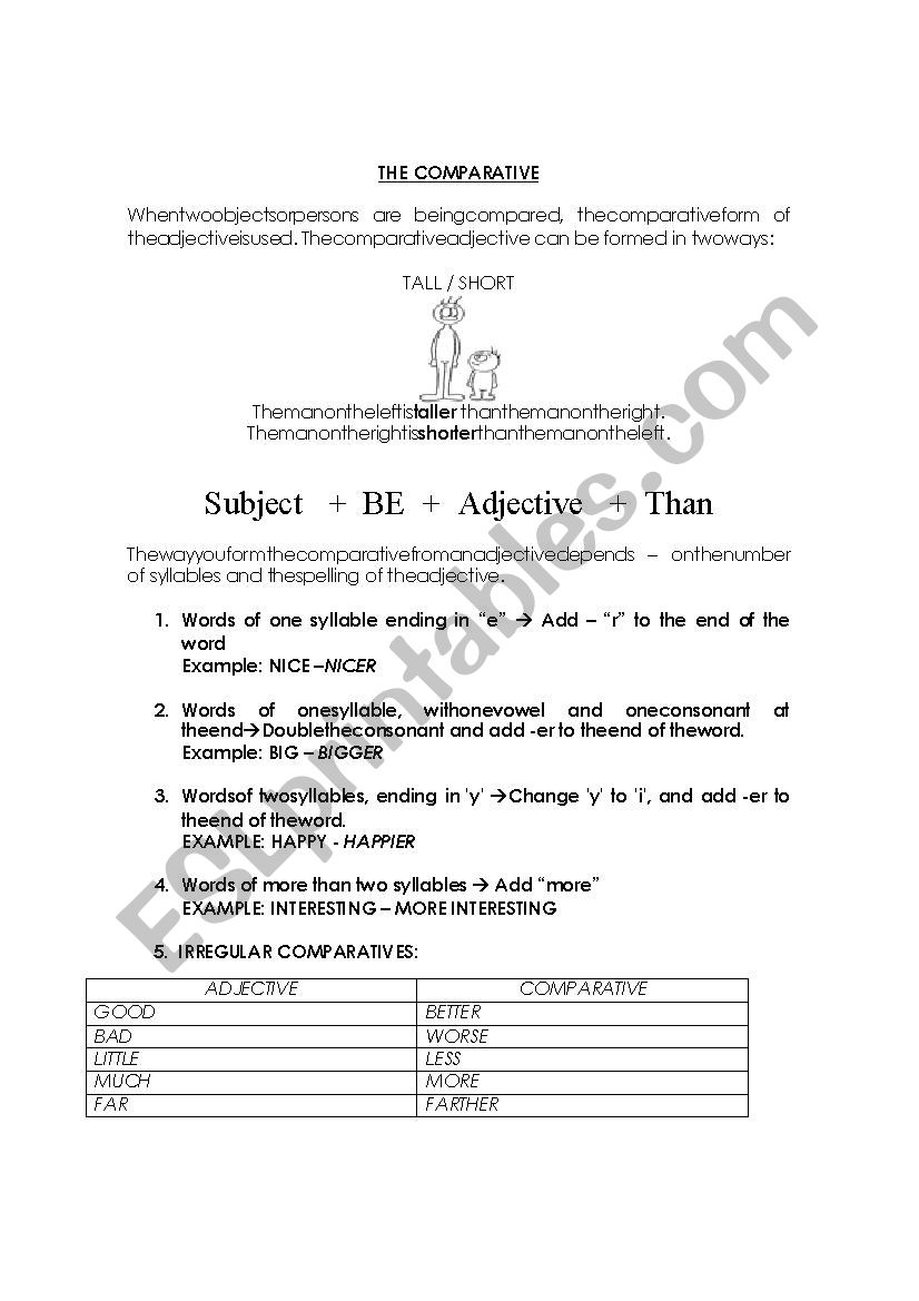 The Comparative worksheet