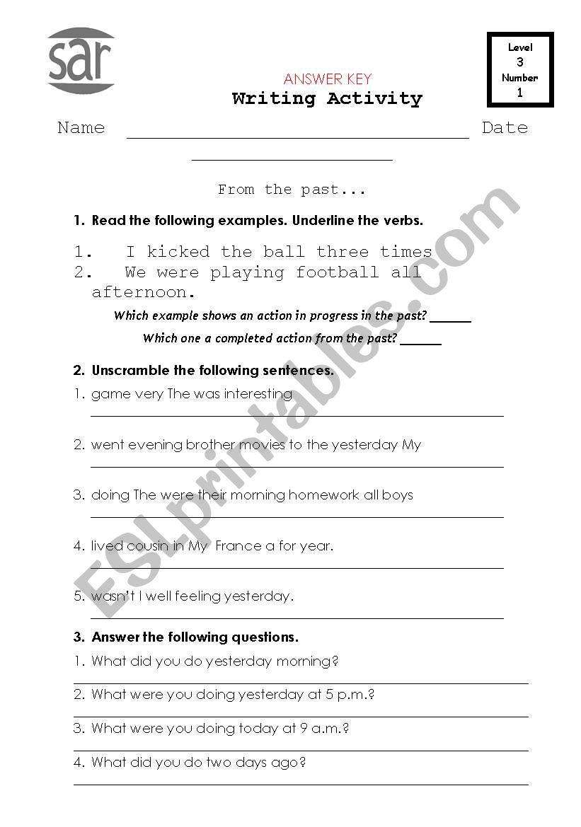 past simple past continuous worksheet