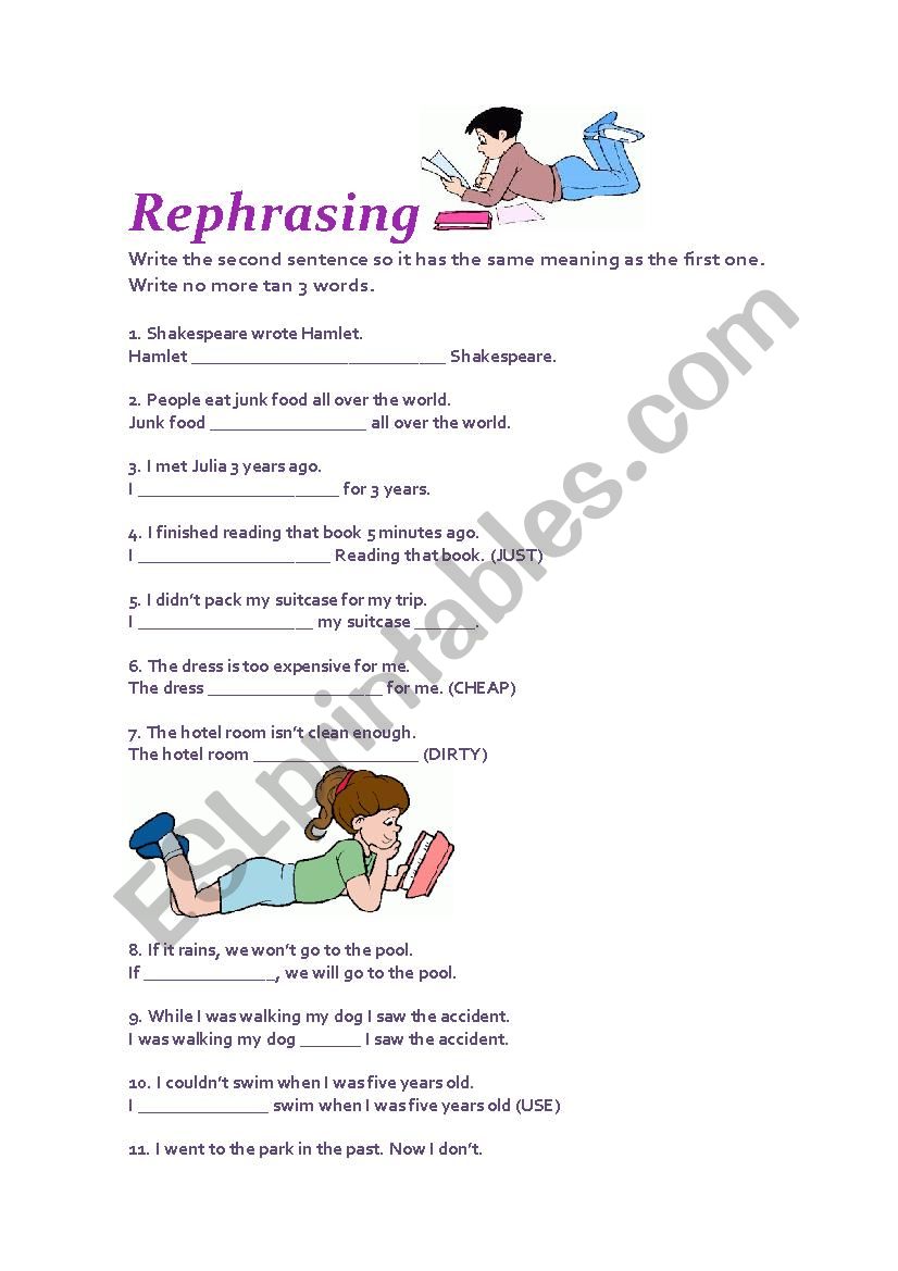 REWRITE the following sentences - EXAM PRACTICE