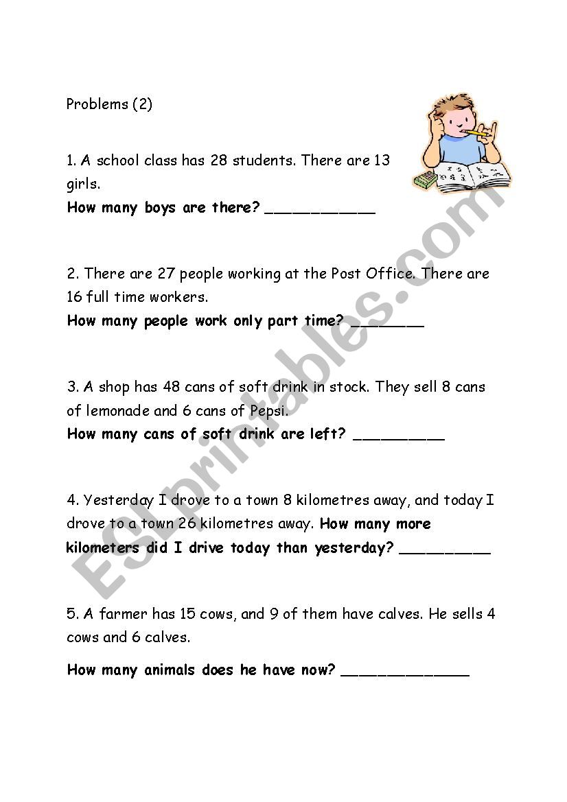 Maths Problems in Words - Minus