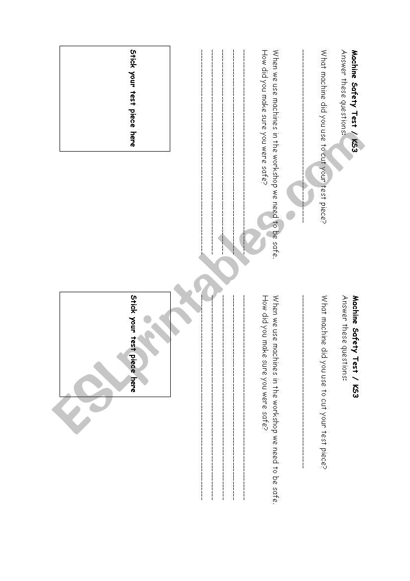 Simple machine test sheet for KS3