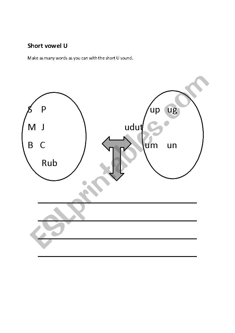 Short U sound worksheet