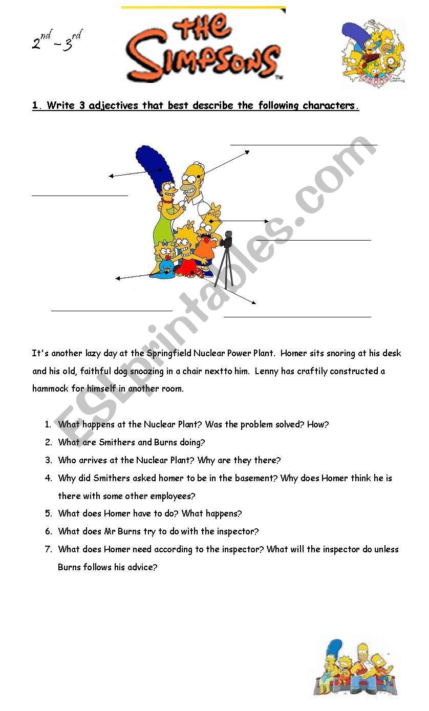 The Simpsons:  worksheet