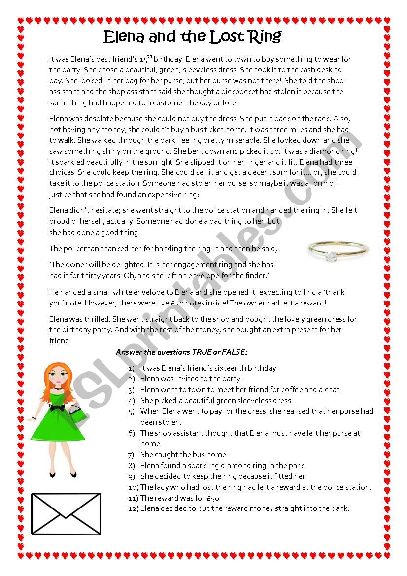Elena and the Lost Ring worksheet