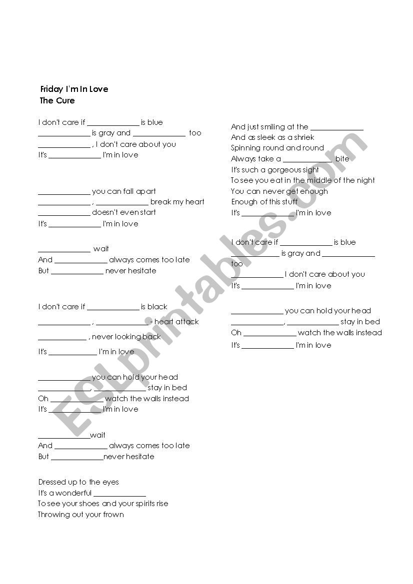 Weekdays worksheet