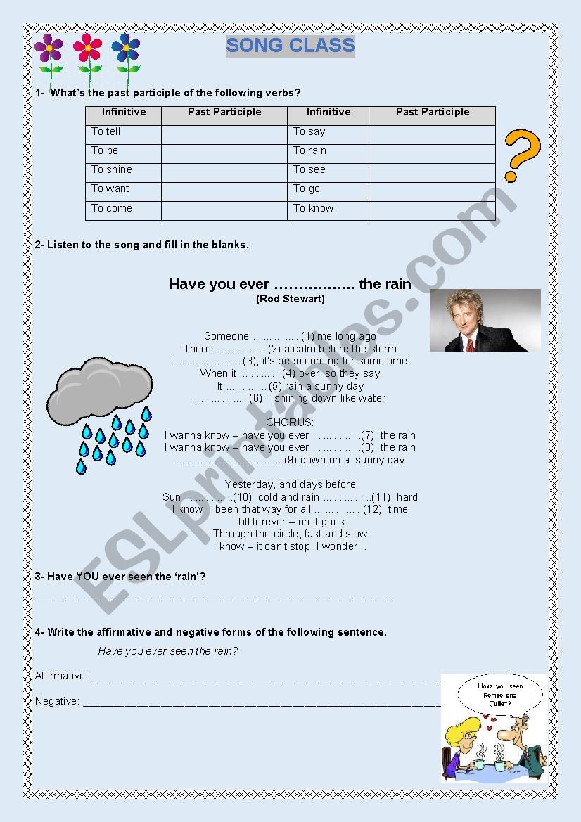 Present Perfect practice through a simple song