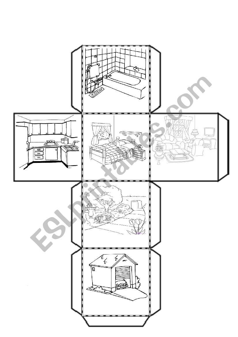 Cube with the parts of the house