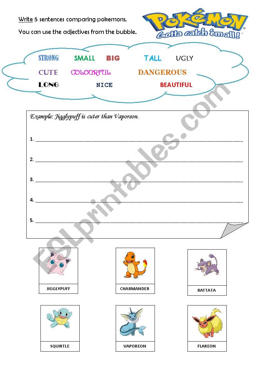 Write sentences using the Comparative form. 