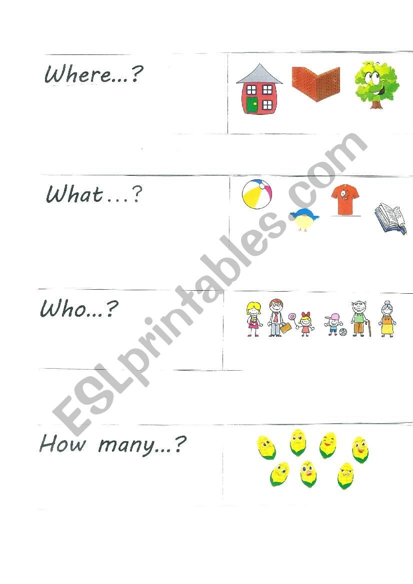 question words flashcards worksheet