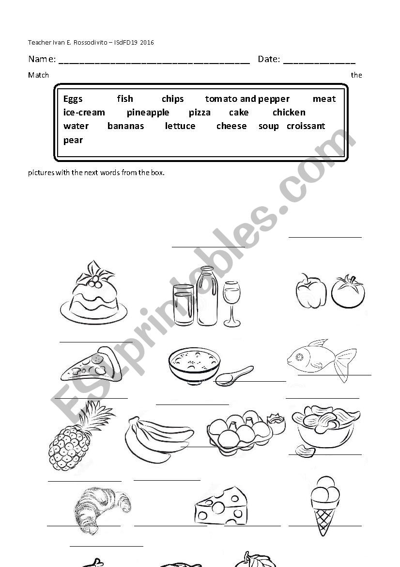 Healthy and unhealthy food worksheet