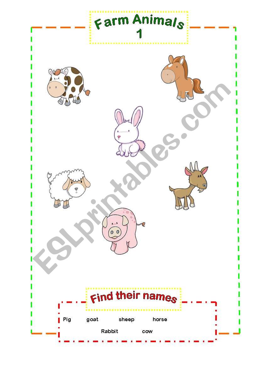 farm animals 1 worksheet