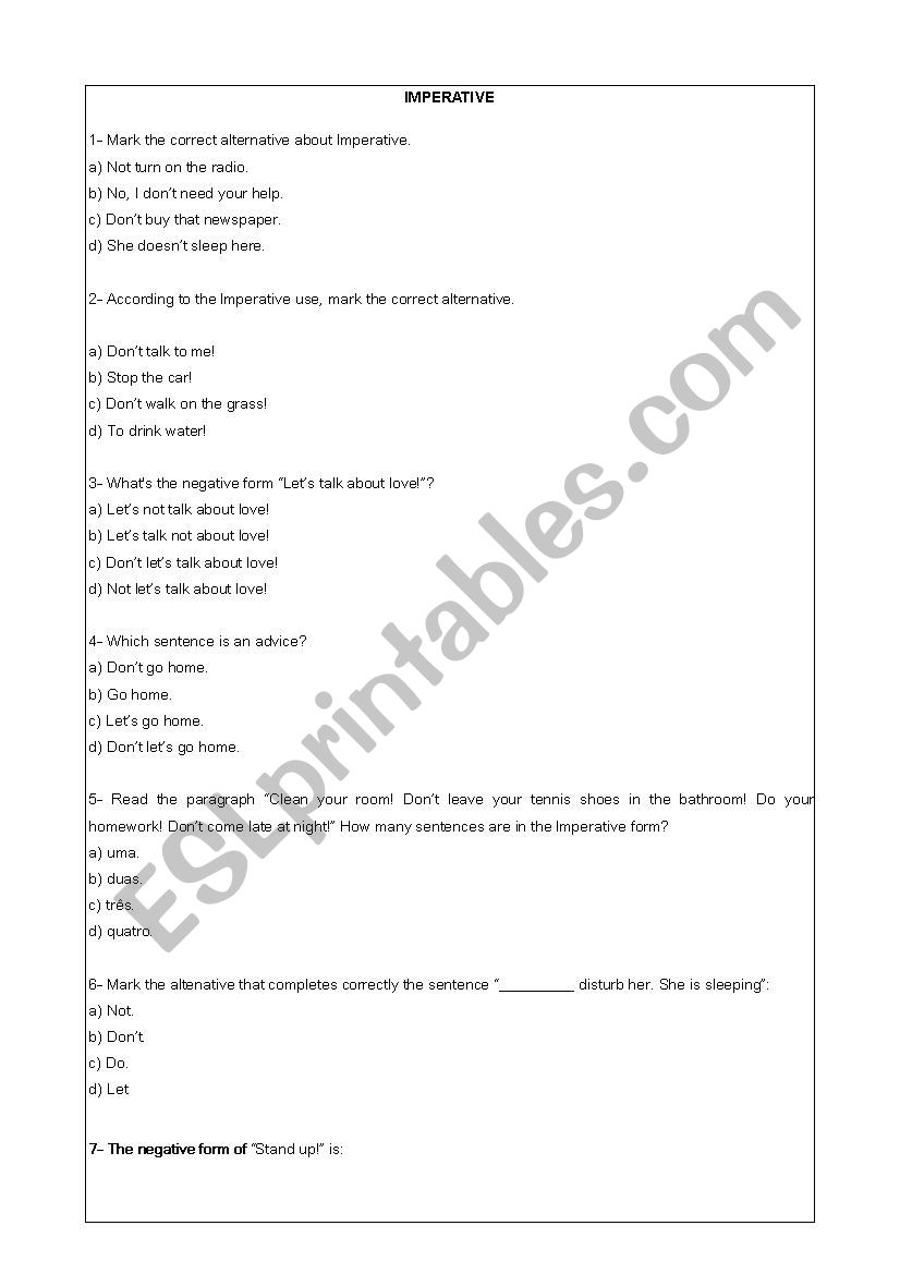 Imperative  worksheet