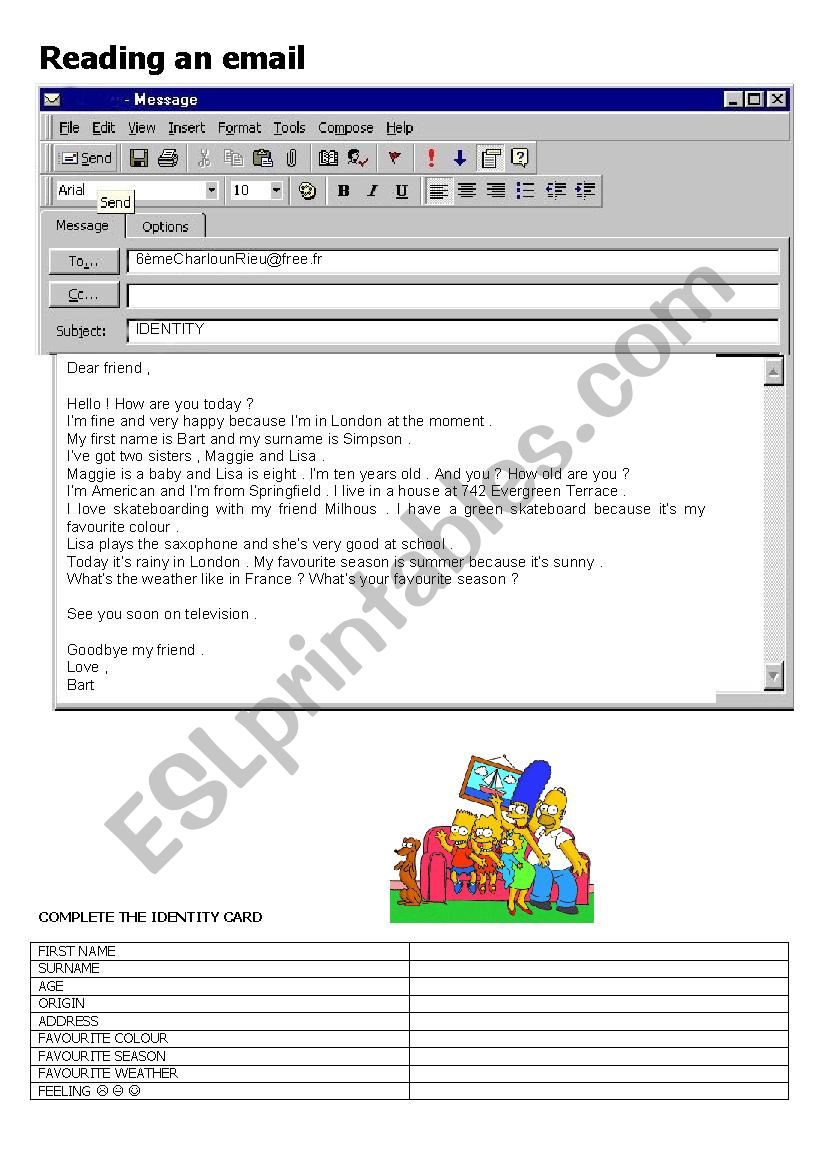 READING TEST ABOUT IDENTITY worksheet