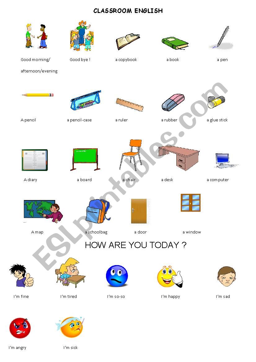 classroom English worksheet