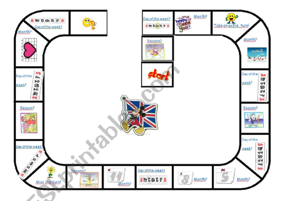 Seasons, Months & Days of the Week Board game