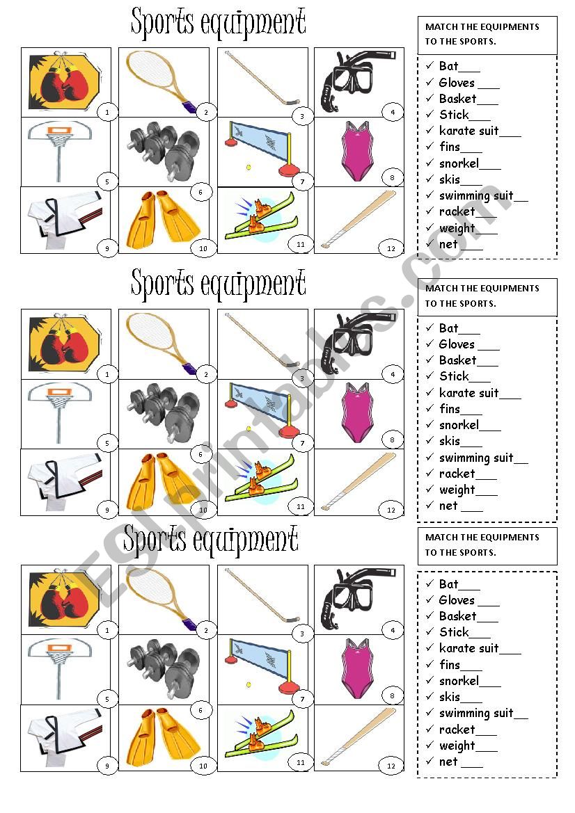 Sports Equipment worksheet