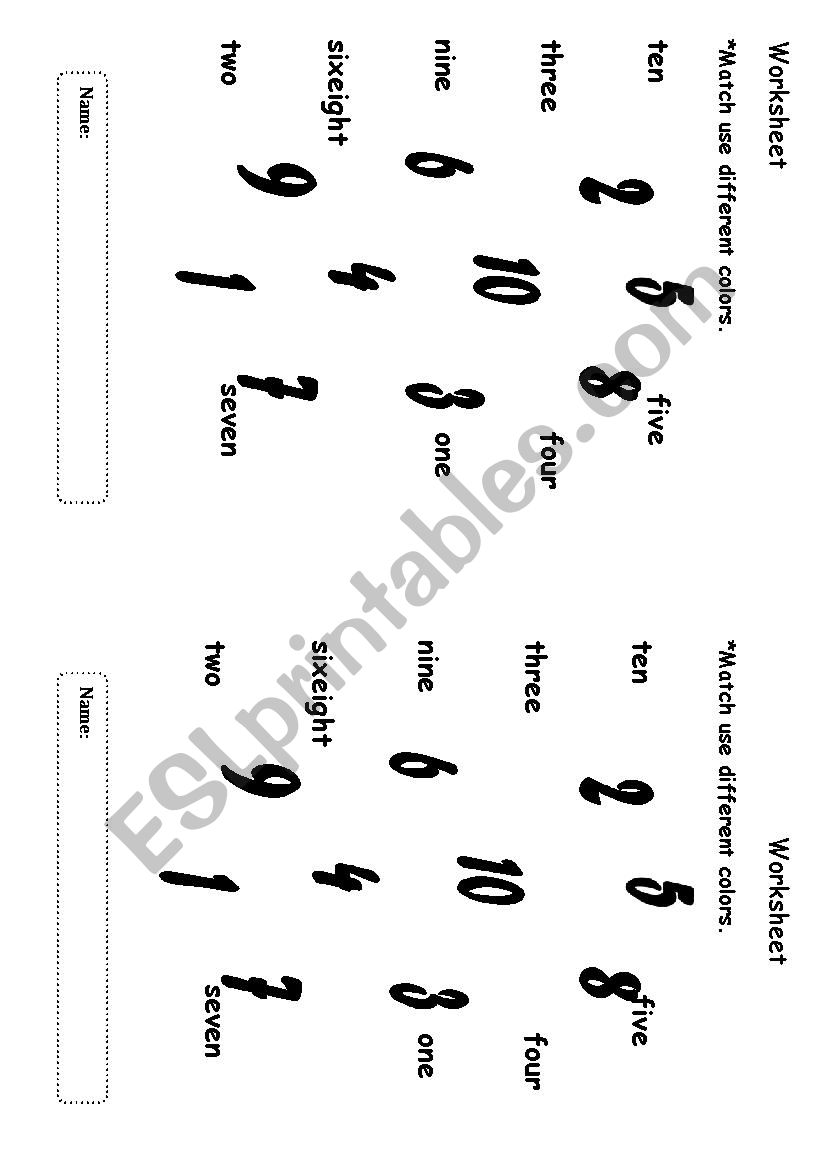 Numbers worksheet