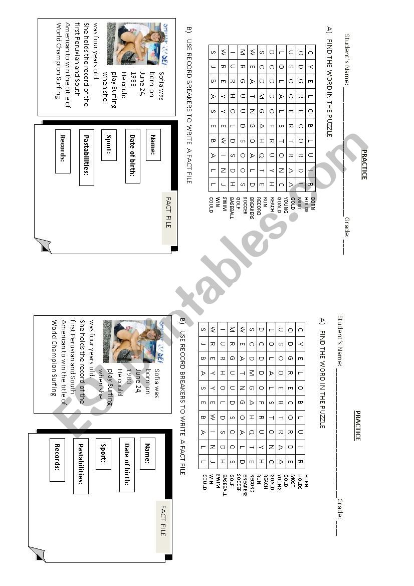 PRACTICE OF SPORTS worksheet