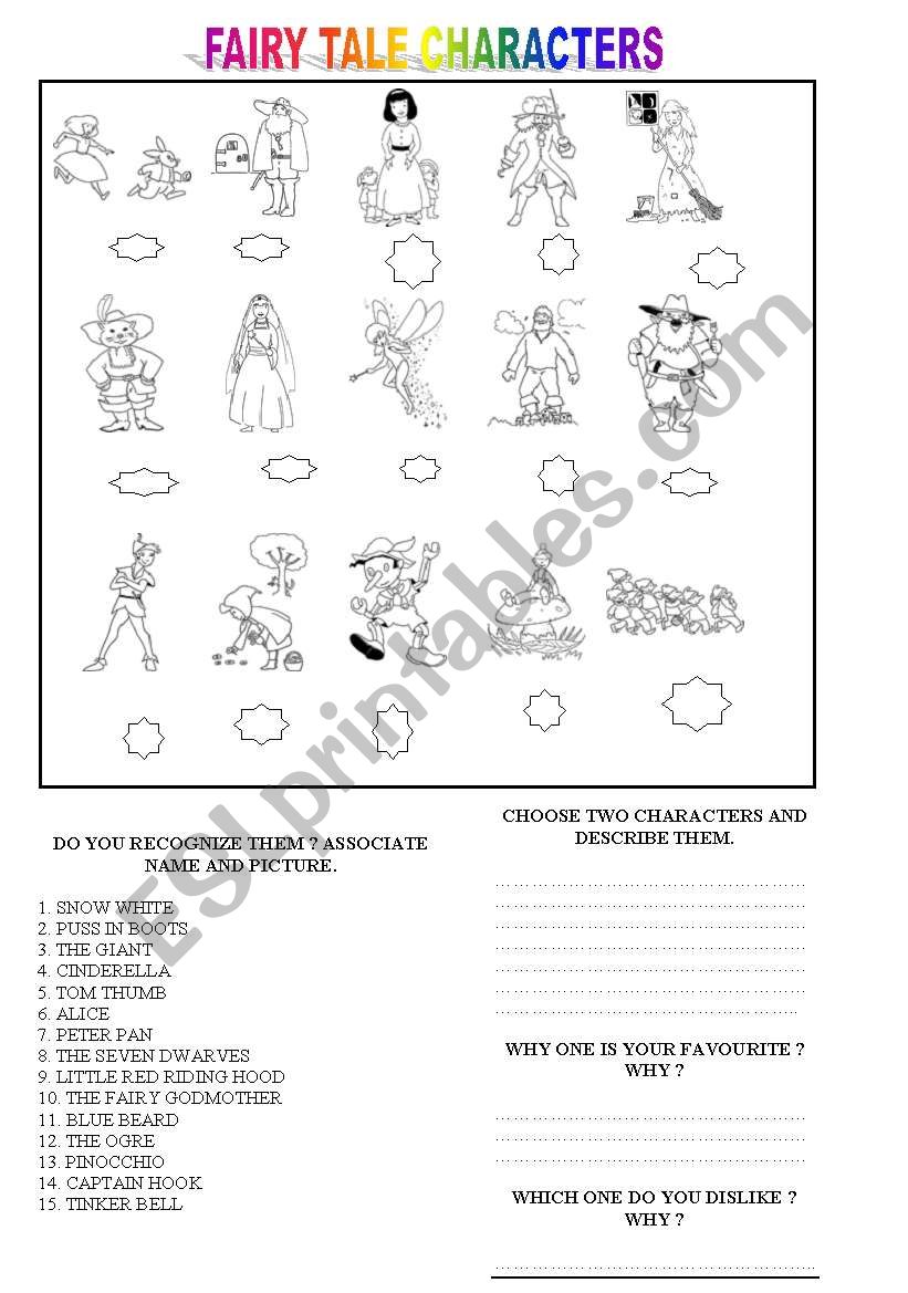 FAIRY TALE CHARACTERS worksheet