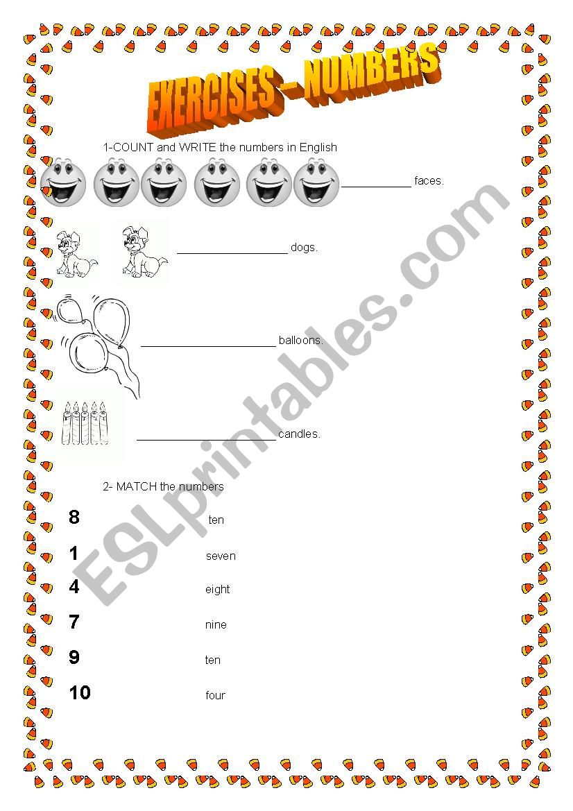 EXERCISES - NUMBERS worksheet