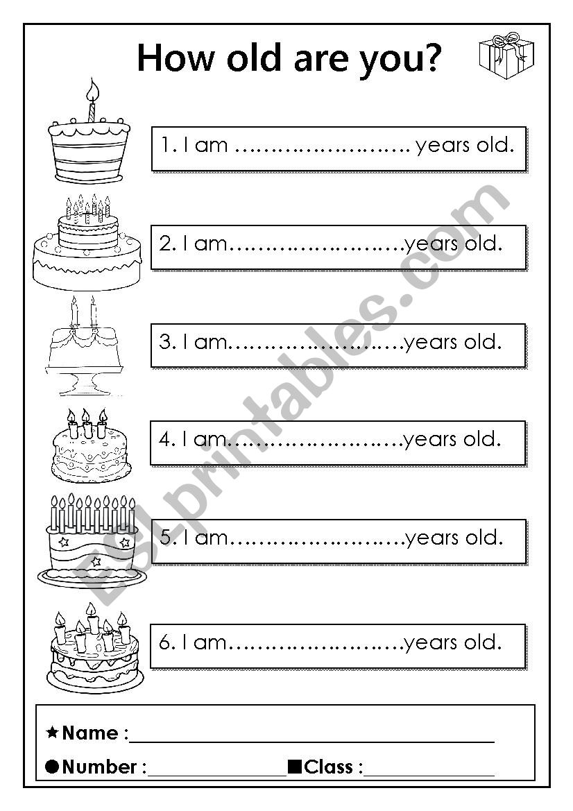 How old are you? worksheet