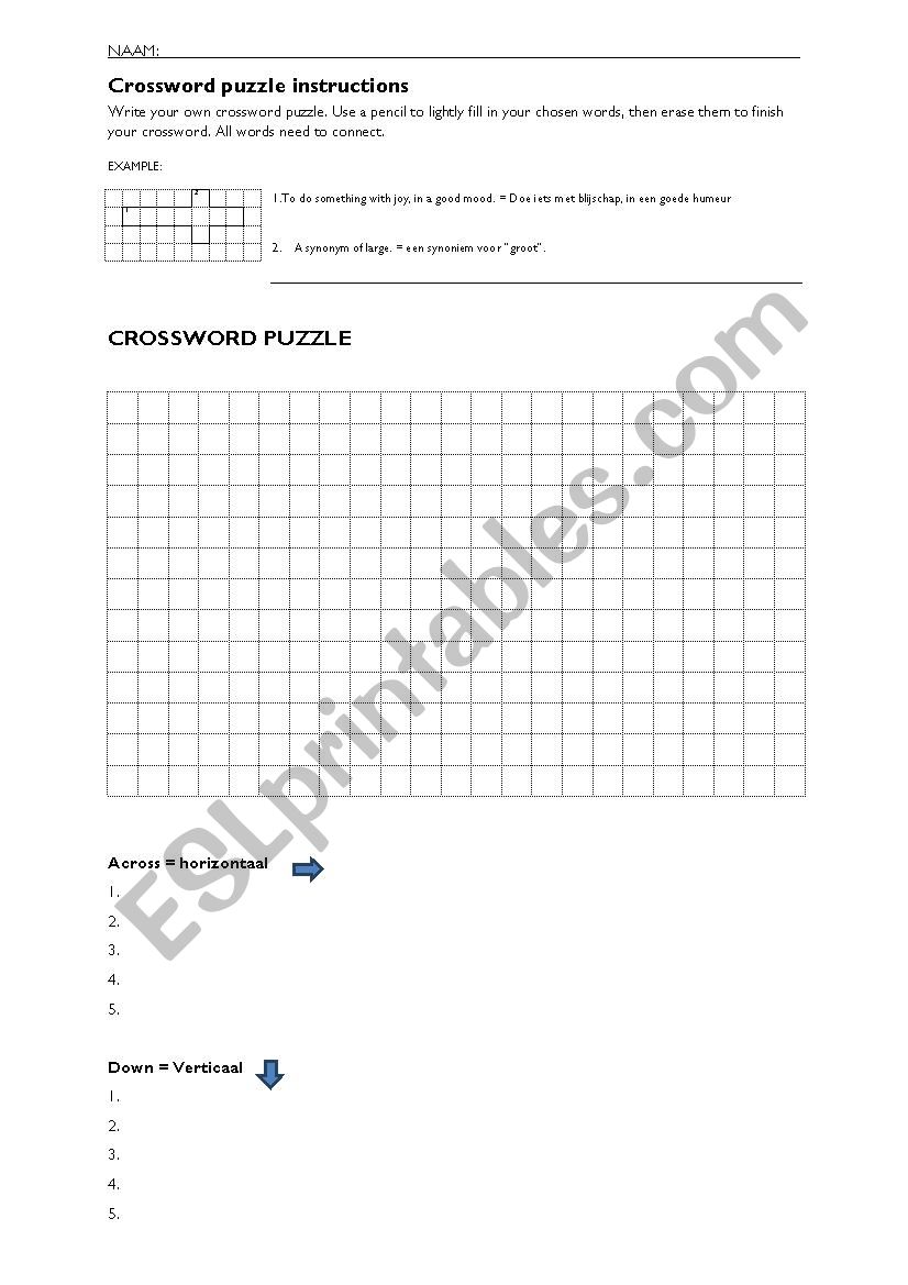 Crossword-diy worksheet