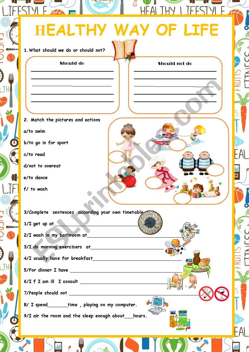 HEALTHY WAY of Life worksheet