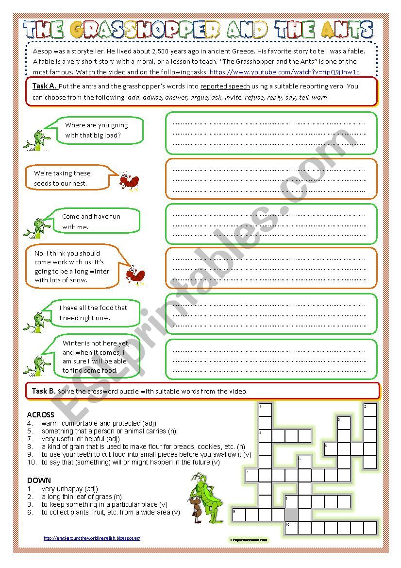 The Grasshopper and the Ant video (reported speech)