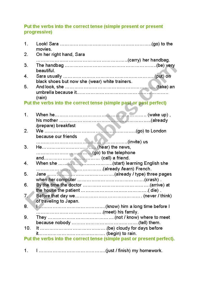 all tenses practice worksheet