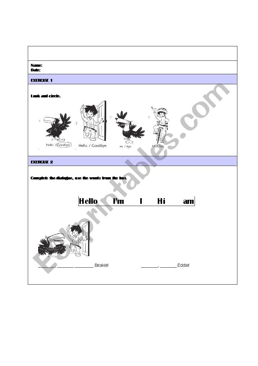 Greetings - Beginner worksheet
