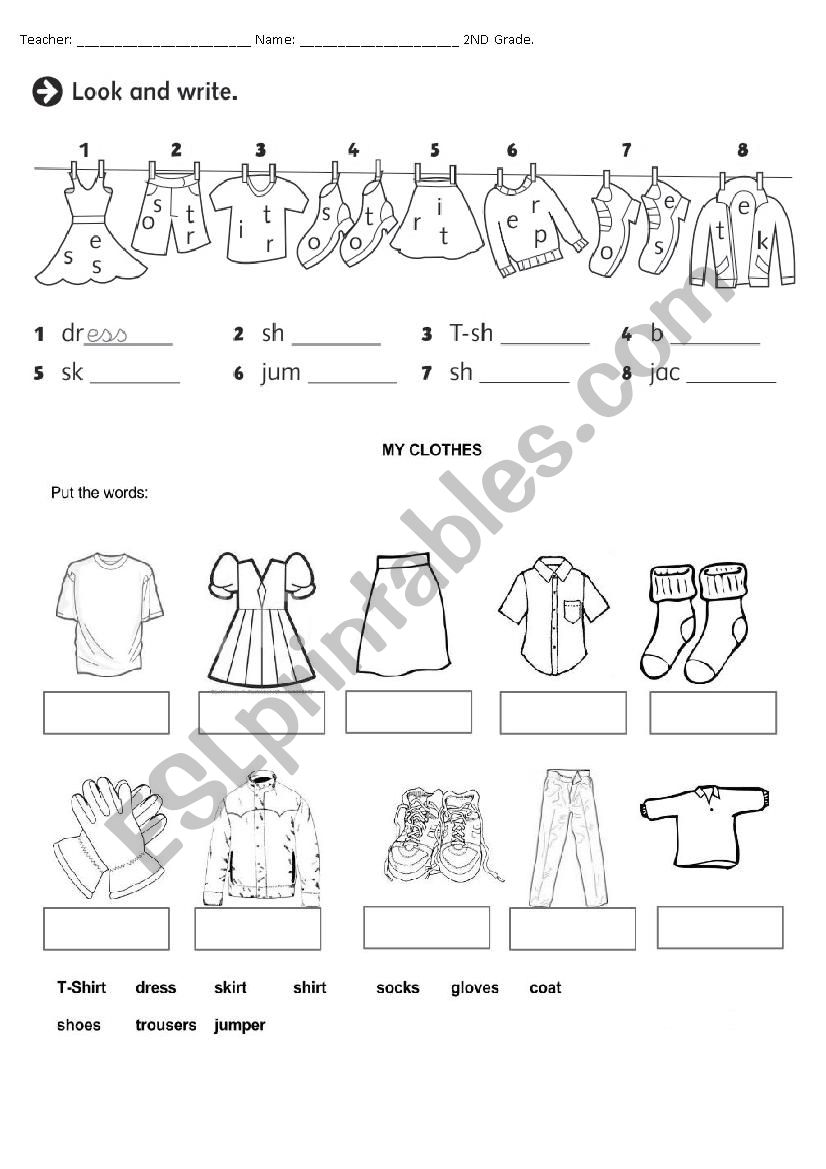Clothes worksheet