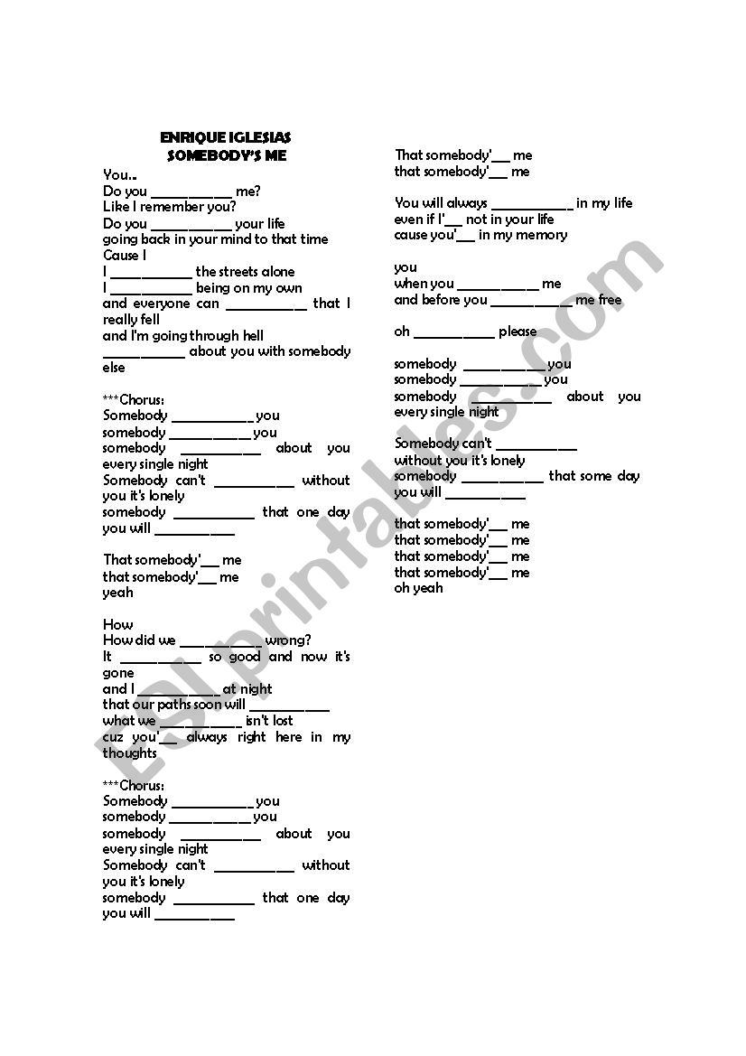 Enrique Iglesias - Somebodys me