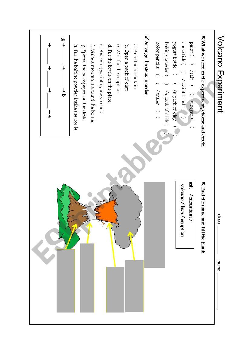 volcano  worksheet