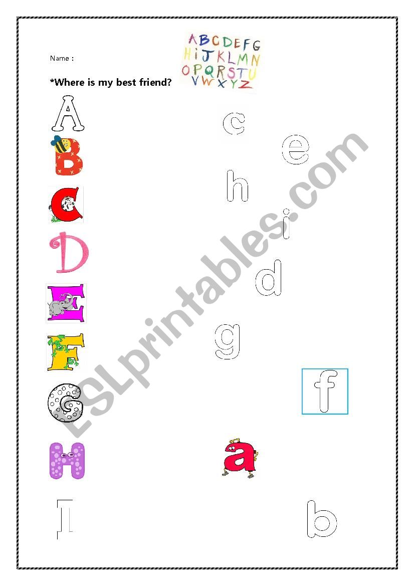 Alphabet A~I Matching worksheet