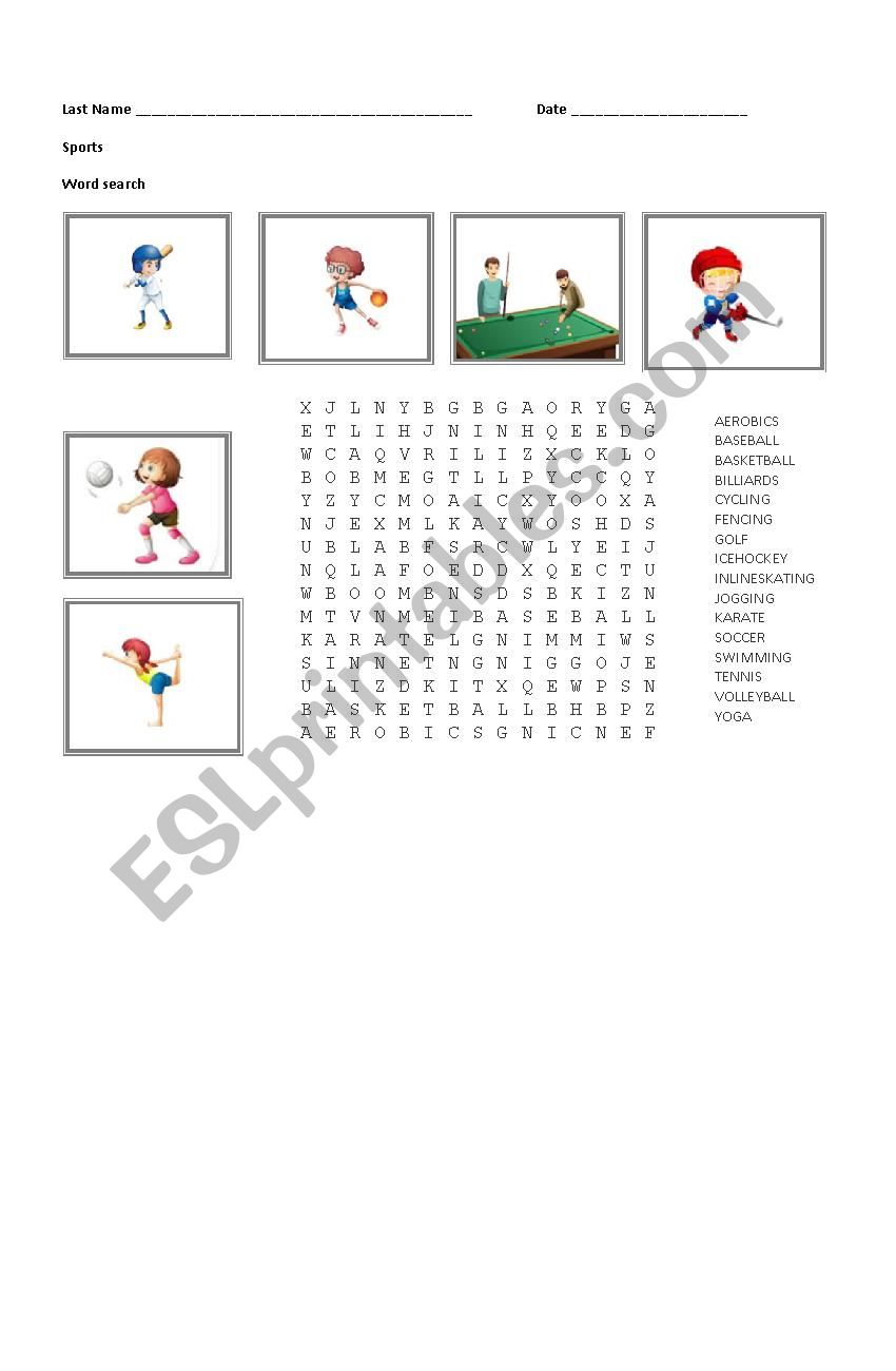 Sports worksheet