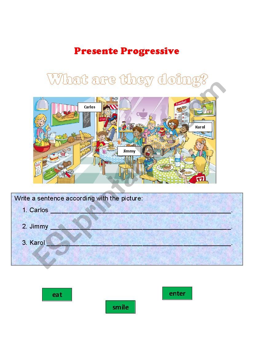 Present progressive  worksheet