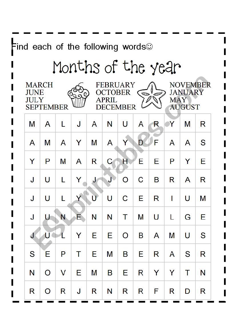 months of the year worksheet