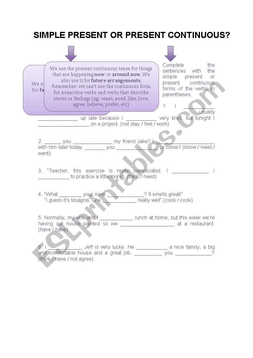 Present Simple vs. Present Continuous - focus on nonaction verbs