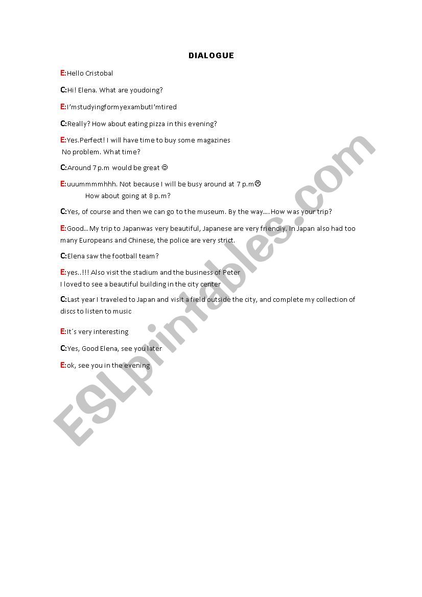 DIALOGUE worksheet