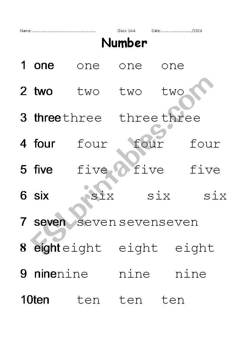 tracing number 1-10 worksheet