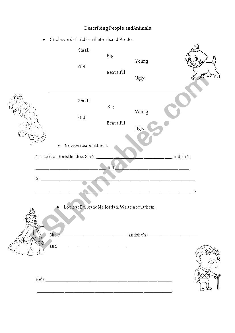 Describing people and animals worksheet
