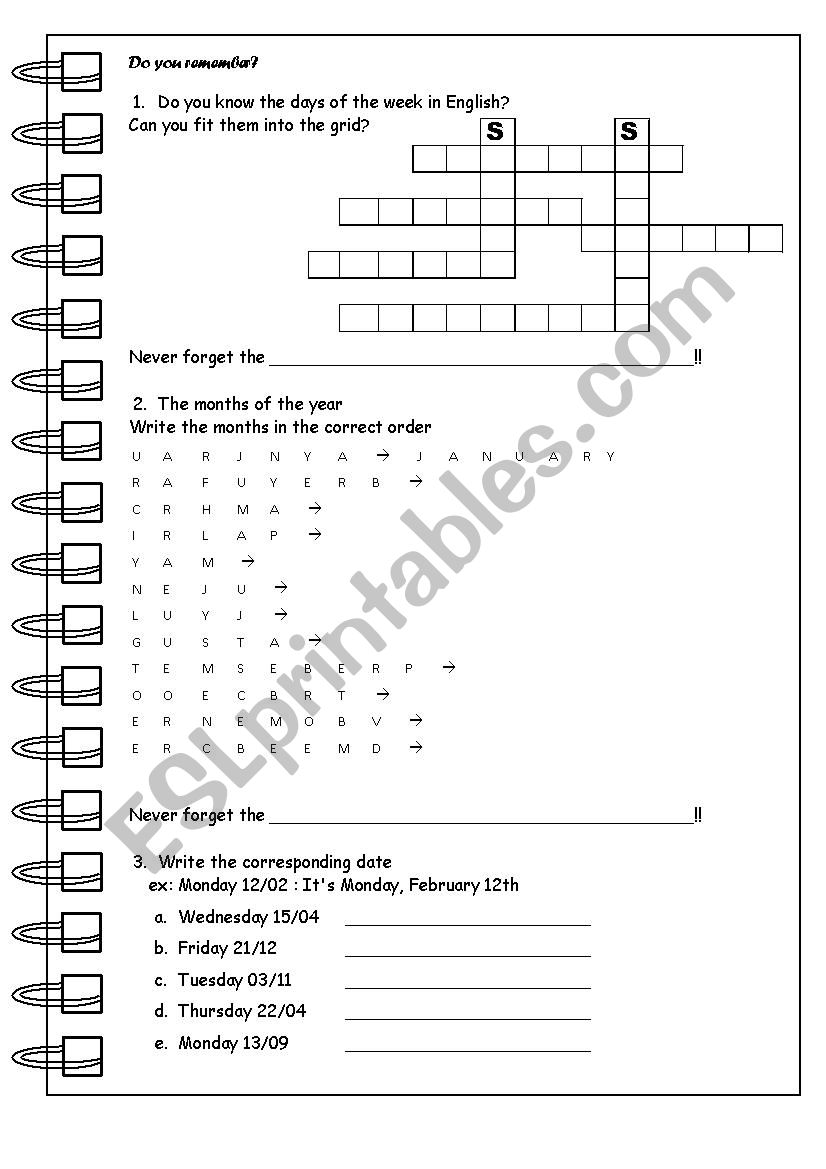 Do you remember? worksheet