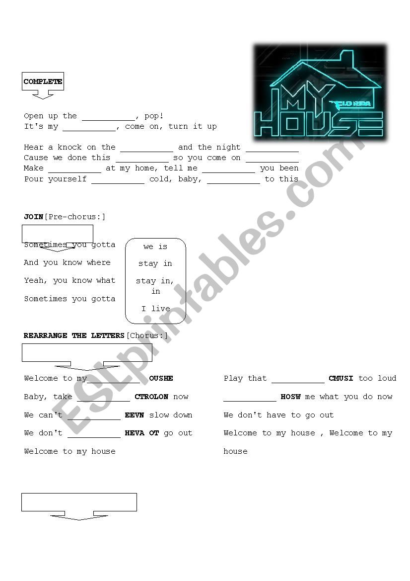 My House - Flo Rida worksheet